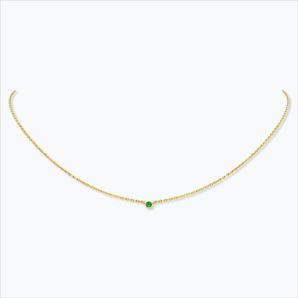 1 Stone 18K Gold Necklace w. Tsavorite