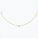 1 Stone 18K Gold Necklace w. Tsavorite