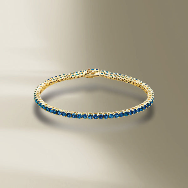 Tennis 18K Gold Bracelet w. Blue Sapphires