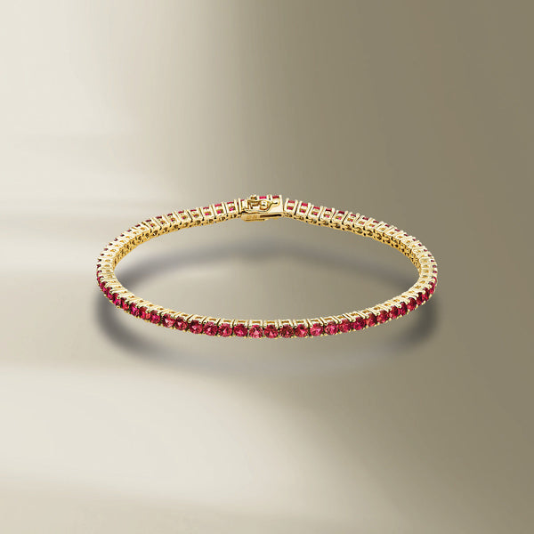 Tennis 18K Gold Bracelet w. Pink Sapphires