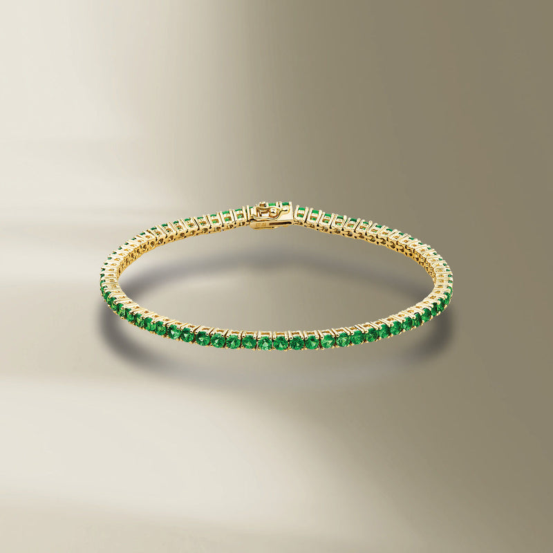 Tennis 18K Gold Bracelet w. Tsavorite