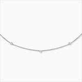 3 Stone 18K White Gold Necklace w. Diamond