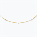 3 Stone 18K Gold Necklace w. Diamond