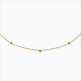 3 Stone 18K Gold Necklace w. Tsavorite