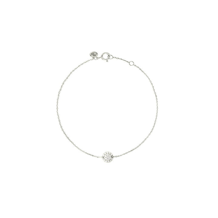 Round Pave 18K White Gold Bracelet w. Diamonds