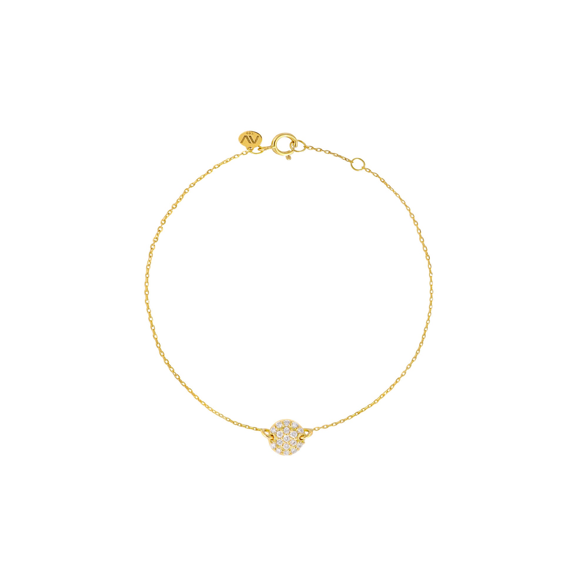 Round Pave 18K Gold Bracelet w. Diamonds