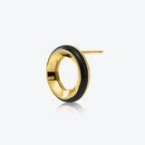 A. Sun Halo 18K Gold Studs w. Jet Black Enamel