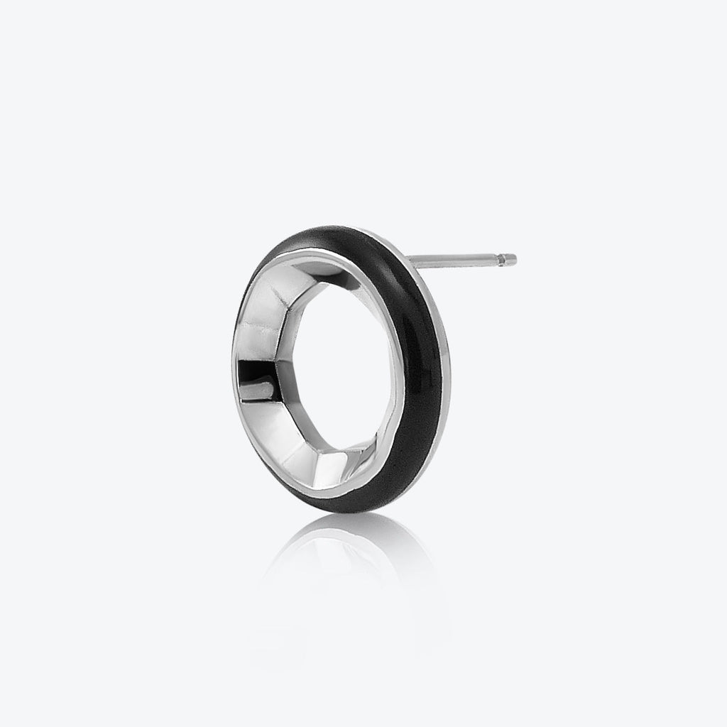 A. Sun Halo Silber Studs w. Jet Black Emaille