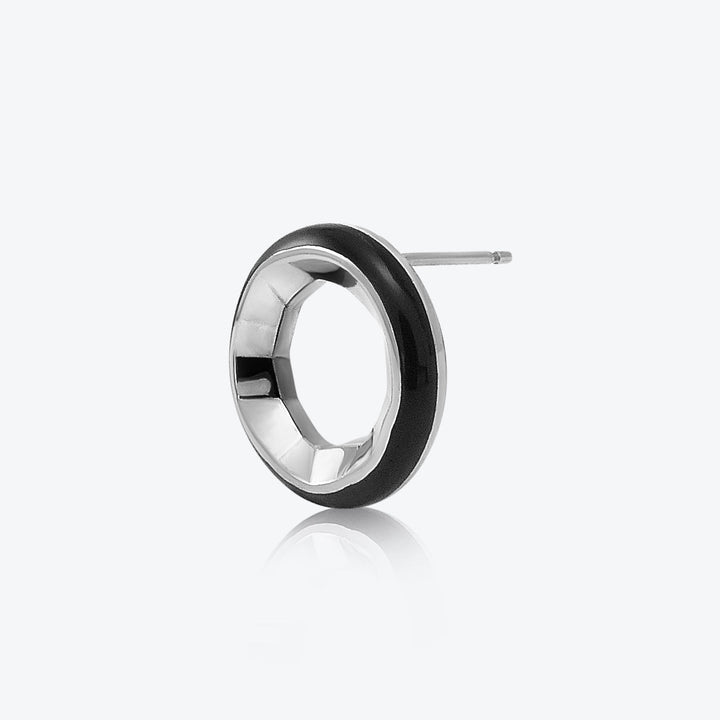 A. Sun Halo Silber Studs w. Jet Black Emaille