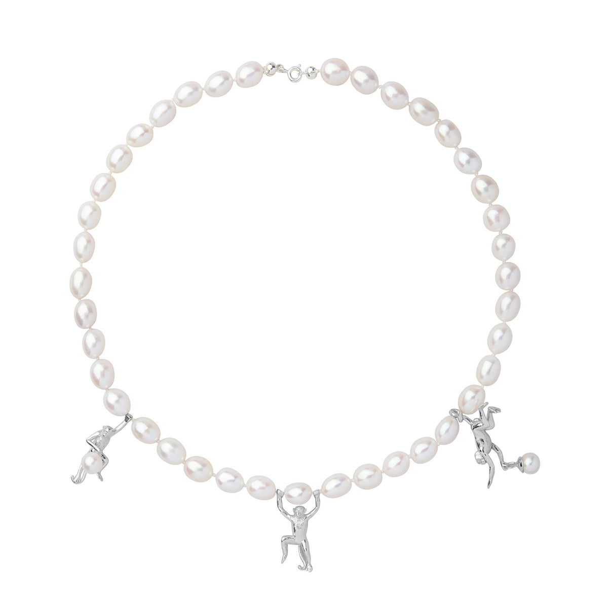 Monkey Silver Necklace w. Pearls