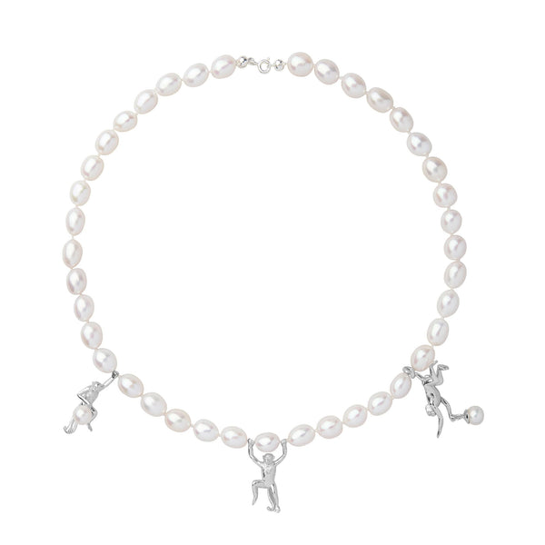 Monkey Silver Necklace w. Pearls
