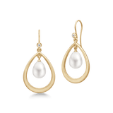 Afrodite Droplet Gold Plated Earrings w. Pearl & Zirconia