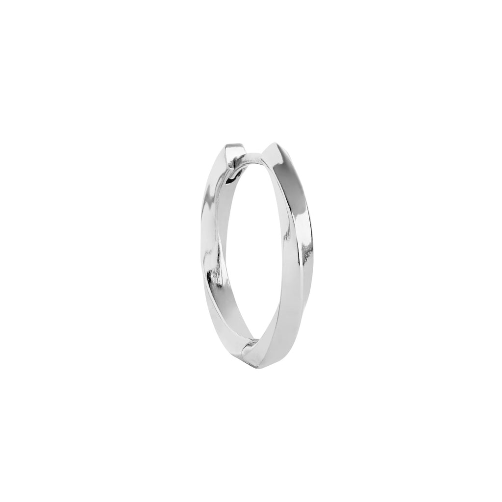 The Twist medium Silver Hoop