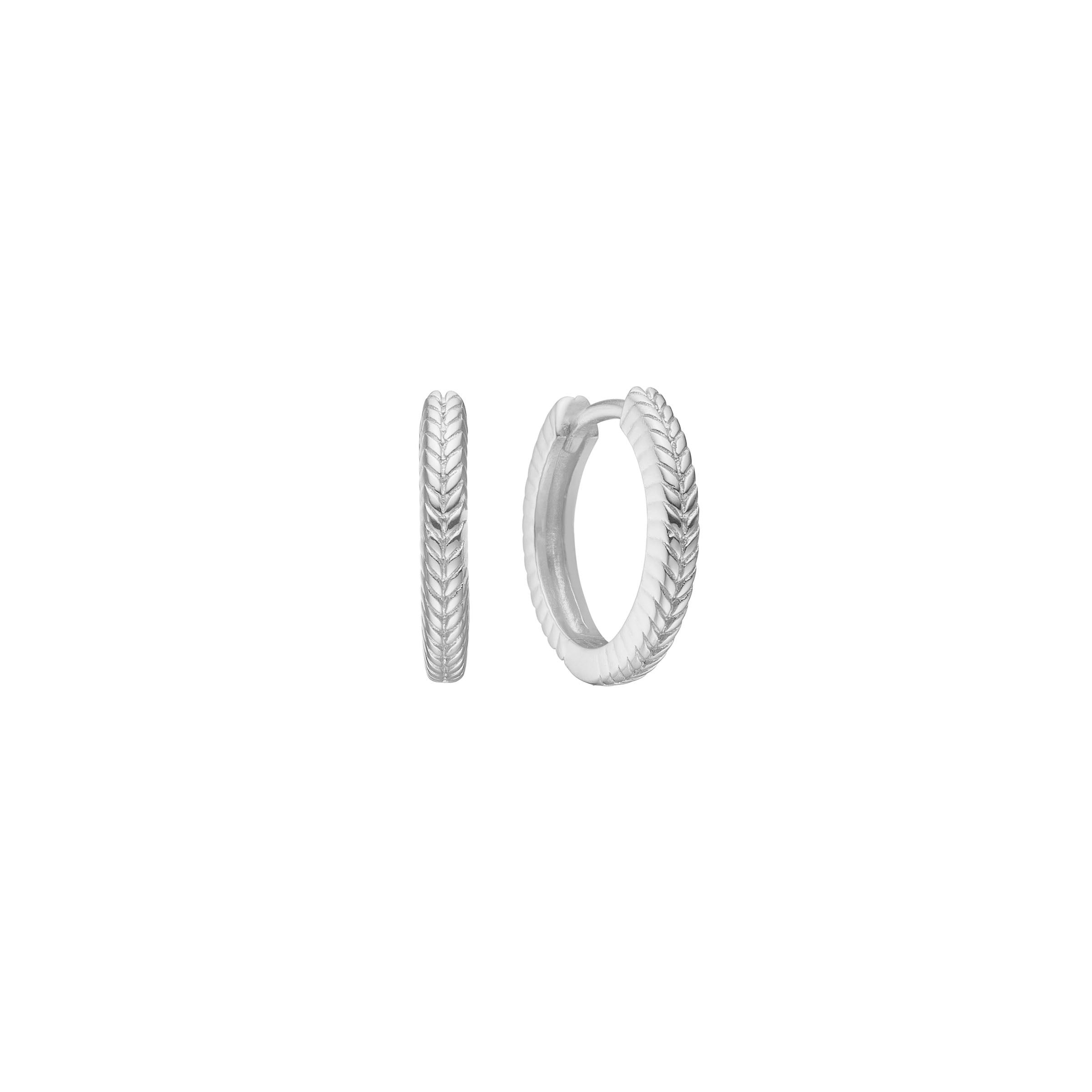 Fishbone small Silver Hoop w. Herringbone detail
