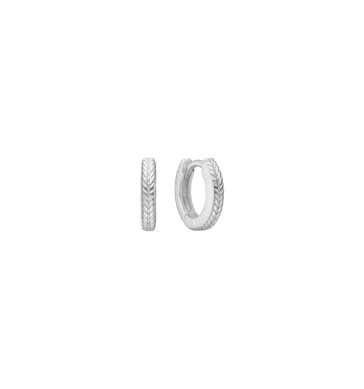 Fishbone mini Silver Hoop w. Herringbone detail