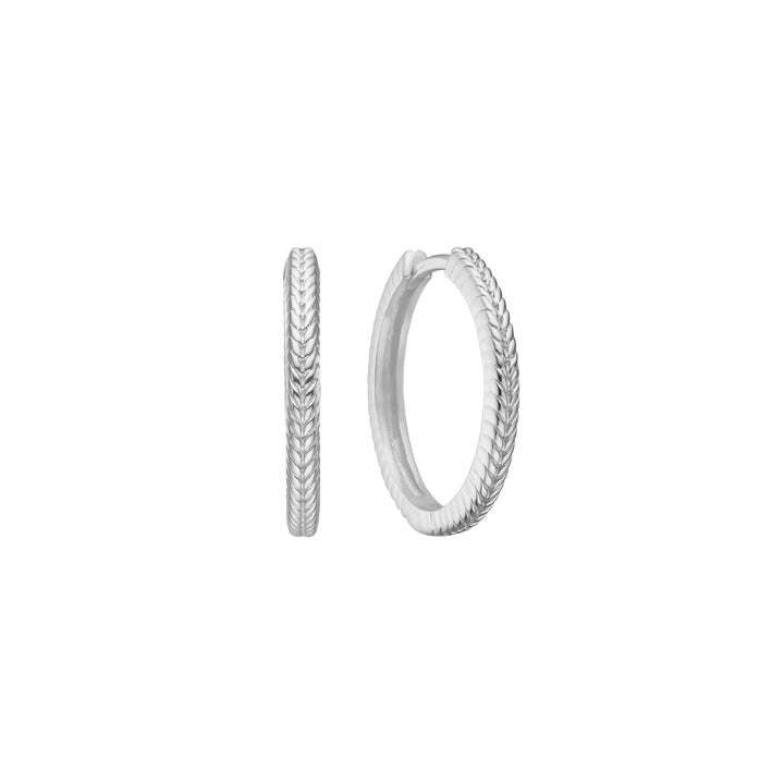 Fishbone medium Silver Hoop w. Herringbone detail