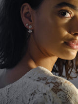 Shooting Stars 18K Gold Earring-pendant w. Diamonds & Aquamarine
