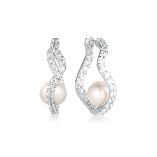 Sif Jakobs | Ponza Silver Hoops w. Zirconias & Pearl