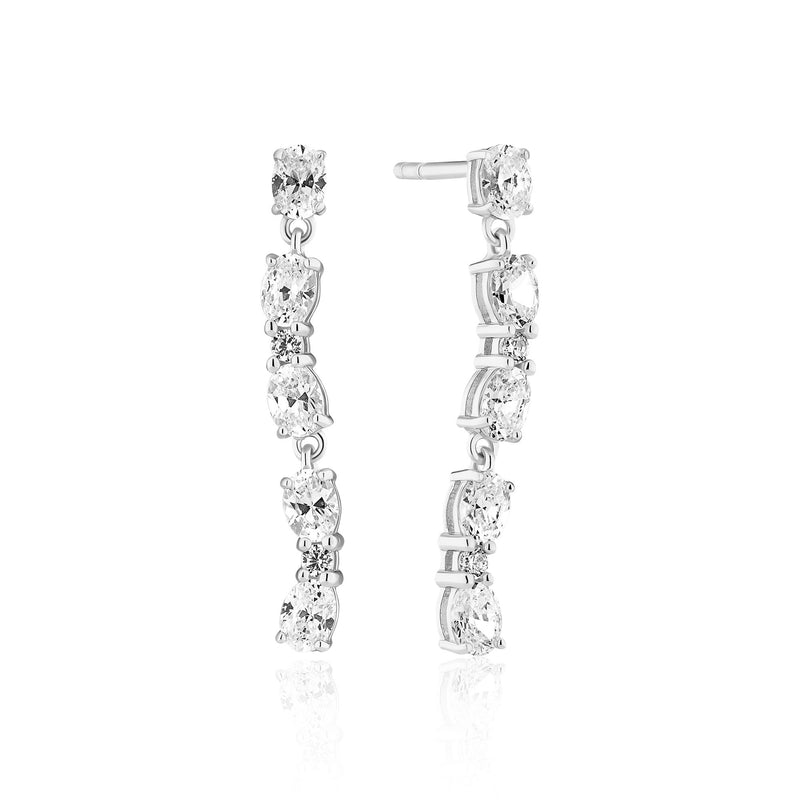 Ellera Ovale Sette Silver Earrings w. Zirconia