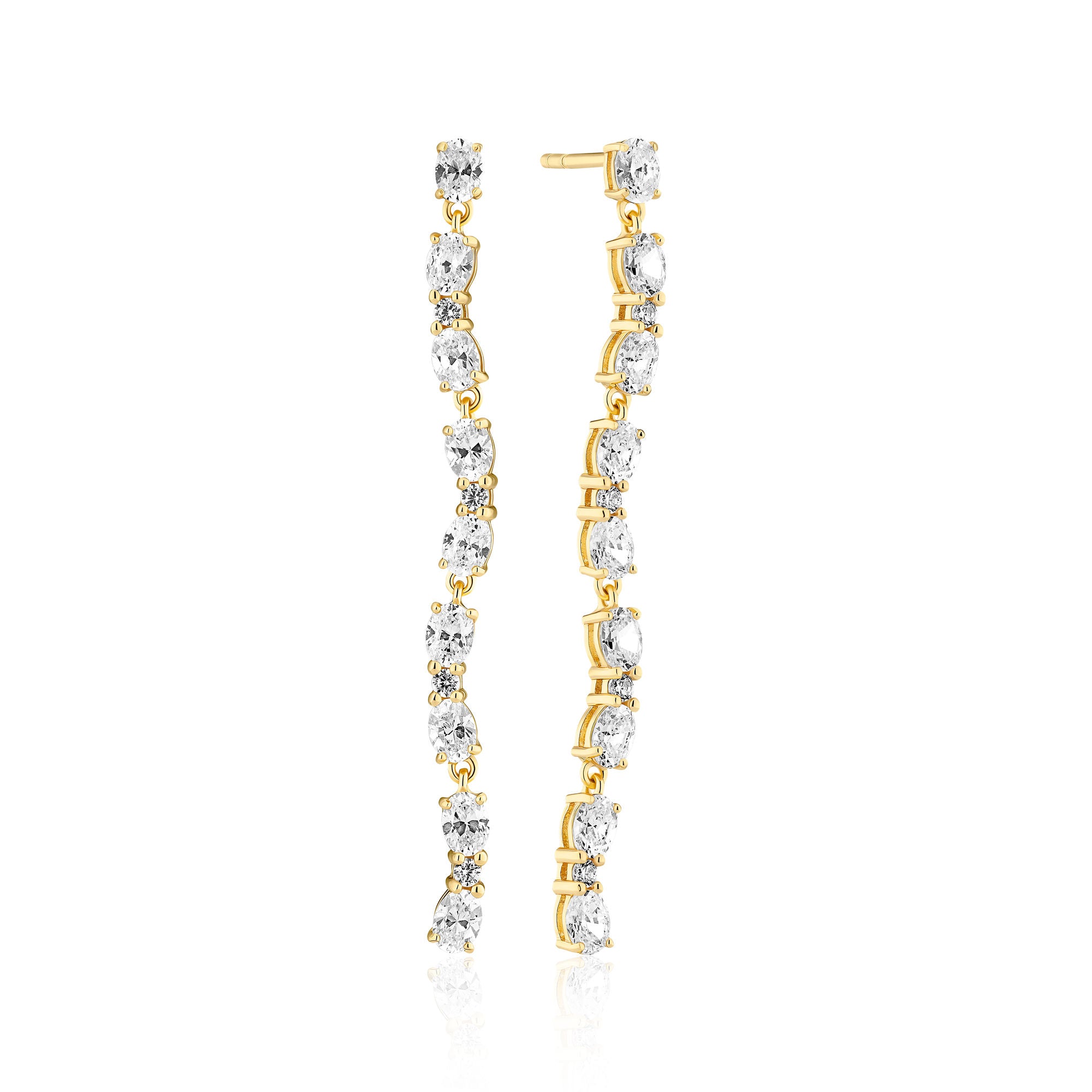 Ellera Ovale Tredici Gold Plated Earrings w. Zirconia
