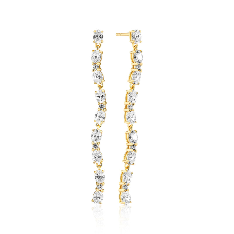 Ellera Ovale Tredici Gold Plated Earrings w. Zirconia