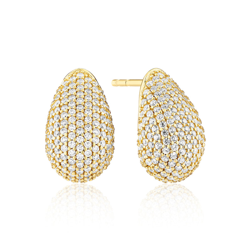 Goccia Altro Gold Plated Earrings w. Zirconia