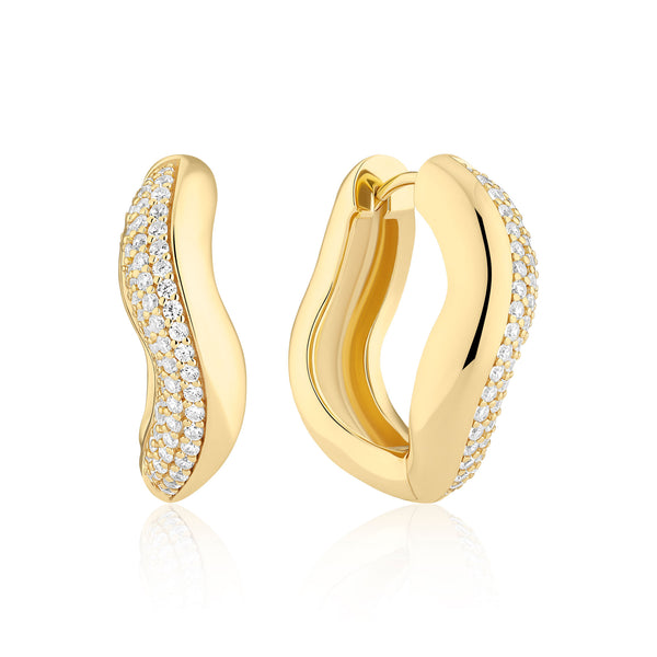 Glorenza Grande Gold Plated Earrings w. Zirconia