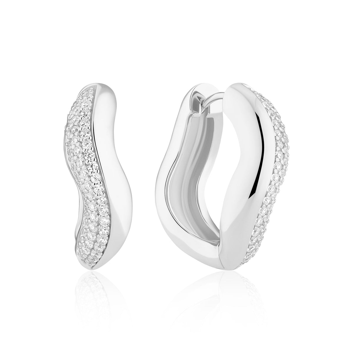 Glorenza Grande Silver Earrings w. Zirconia