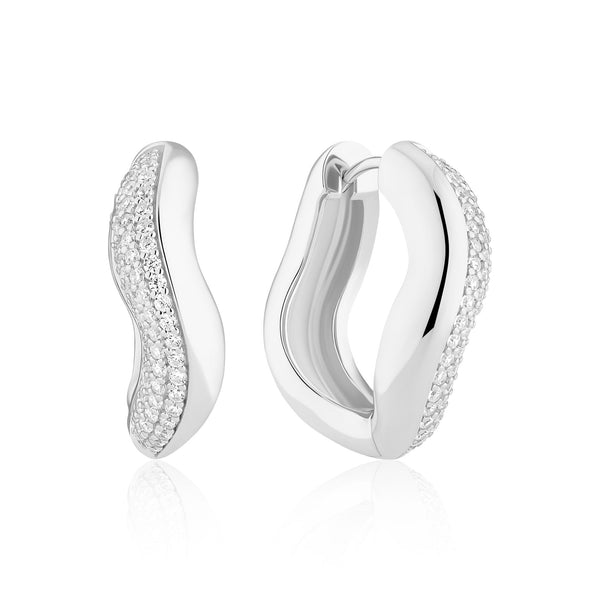 Glorenza Grande Silver Earrings w. Zirconia