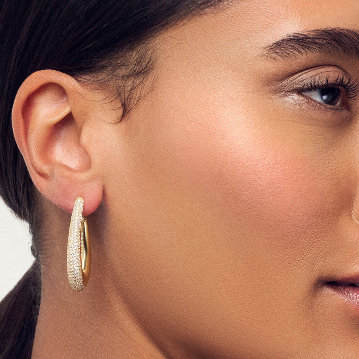 Goccia Piccolo Gold Plated Earrings w. Zirconia