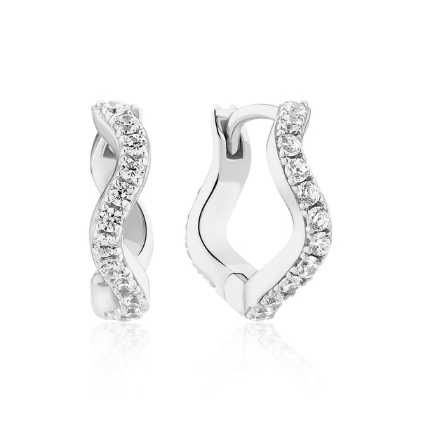 Ellera Waves Medio Silver Earrings w. Zirconia