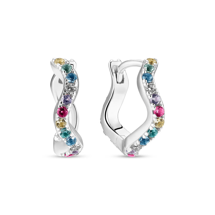 Ellera Wellen mittelschicke silberne Ohrringe w. Zirkonien