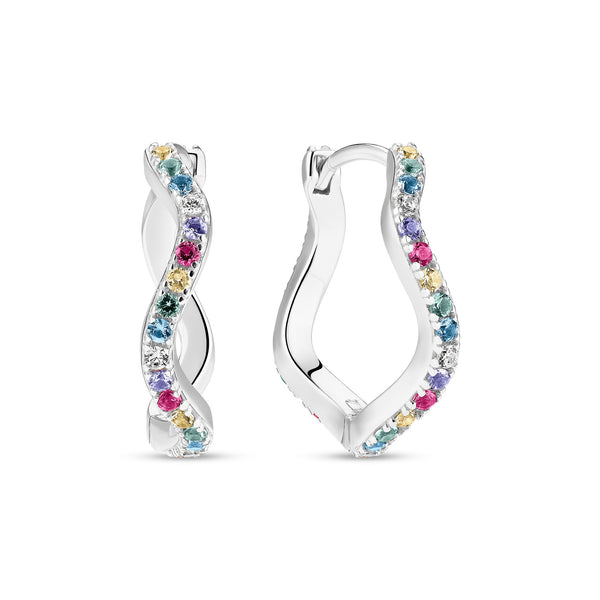 Ellera Waves Large Silver Earrings w. Zirconias
