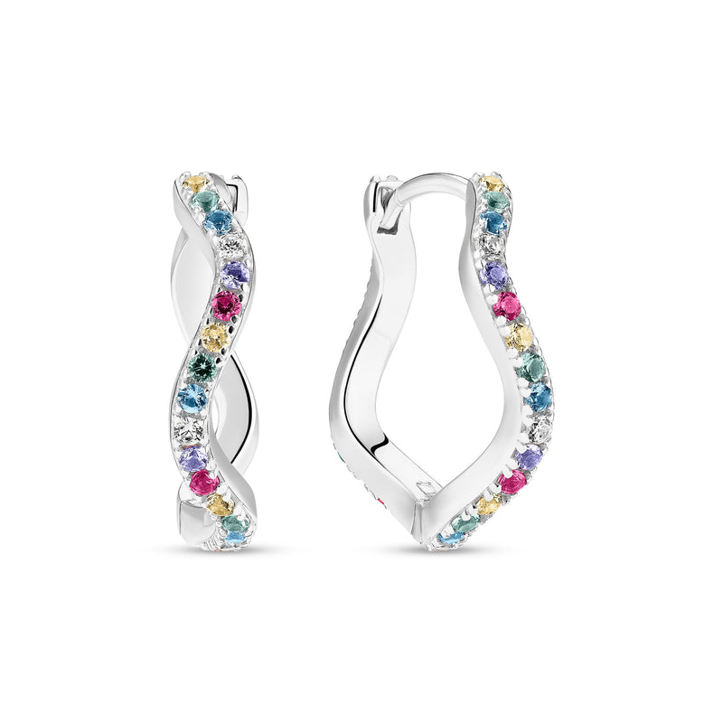 Ellera Waves Large Silver Earrings w. Zirconias