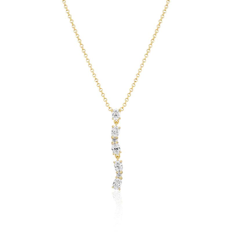 Ellera Ovale Lungo Gold Plated Necklace w. Zirconia