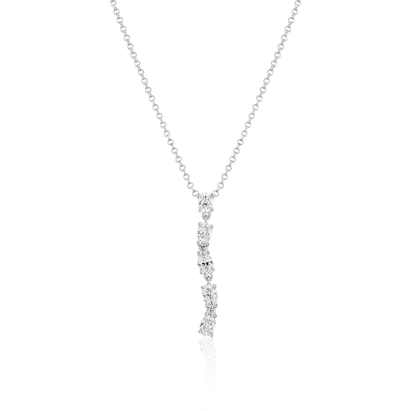 Ellera Ovale Lungo Silver Necklace w. Zirconia