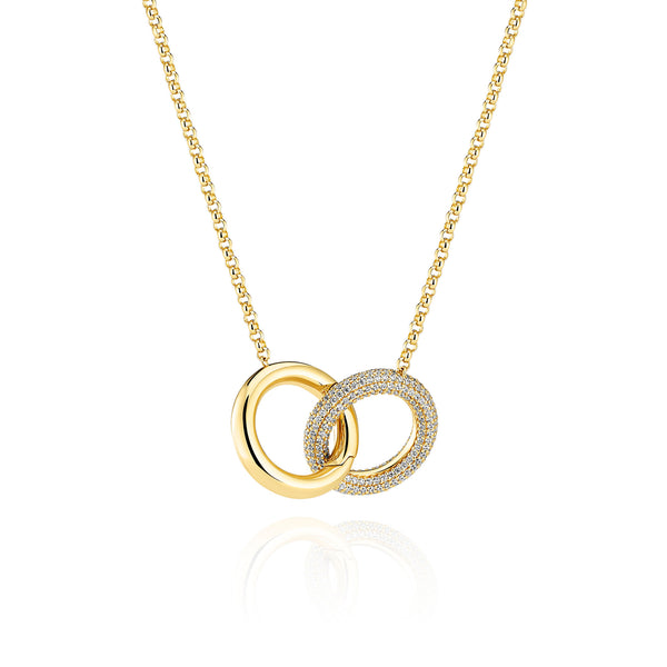 Carrara Due Grande Gold Plated Necklace w. Zirconia