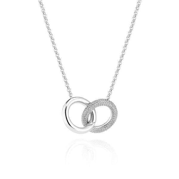 Carrara Due Grande Silver Necklace w. Zirconia