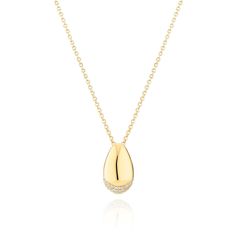 Goccia Gold Plated Necklace w. Zirconia