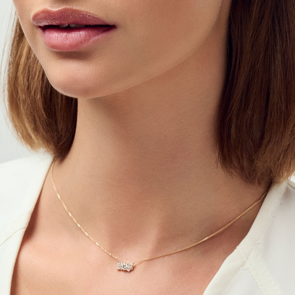 Lovere 14K Gold Necklace w. Lab-Grown Diamonds