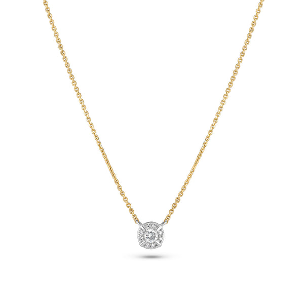 Rome 14K Whitegold & Gold Necklace w. Lab-Grown Diamonds