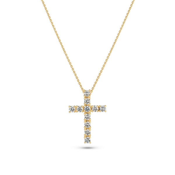 Alba Croce 14K Gold Necklace w. Lab-Grown Diamonds