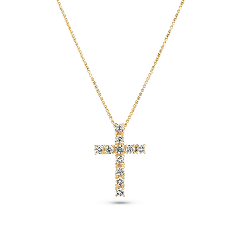 Alba Croce 14K Gold Necklace w. Lab-Grown Diamonds