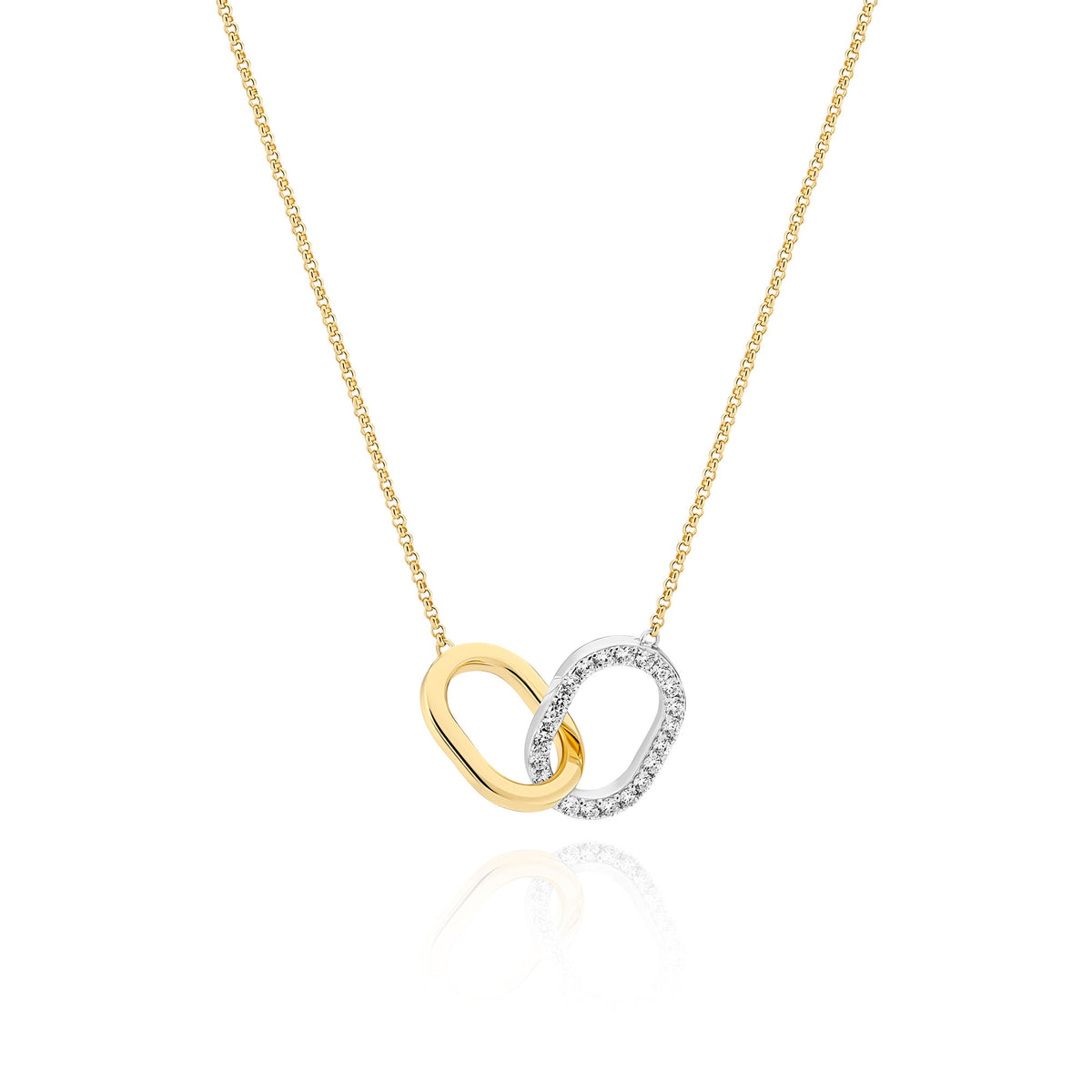 Capizzi Due Piccolo Silver & Gold Plated Necklace w. Zirconia
