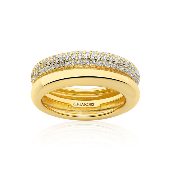 Carrara Gold Plated Ring w. Zirconia