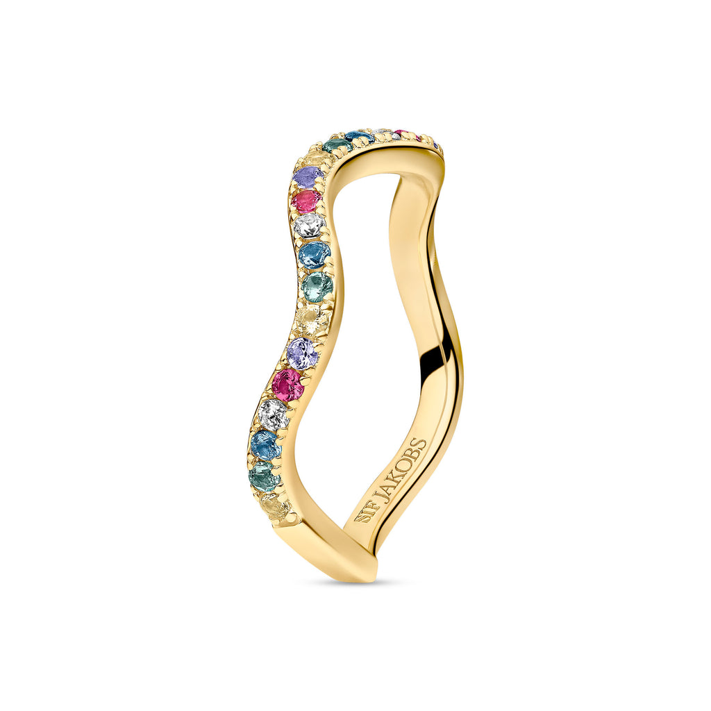 Ellera Waves Gold Plated Ring w. Zirconias