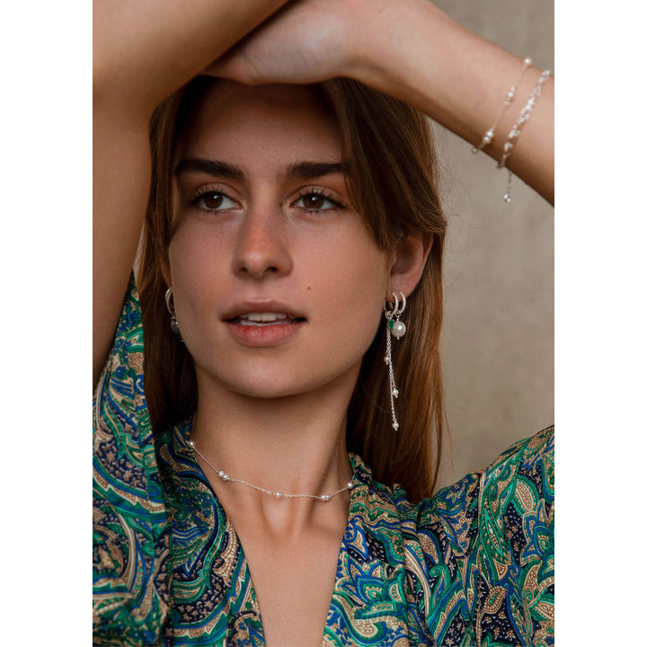 Kæde charm Sølv Vedhæng m. Perler