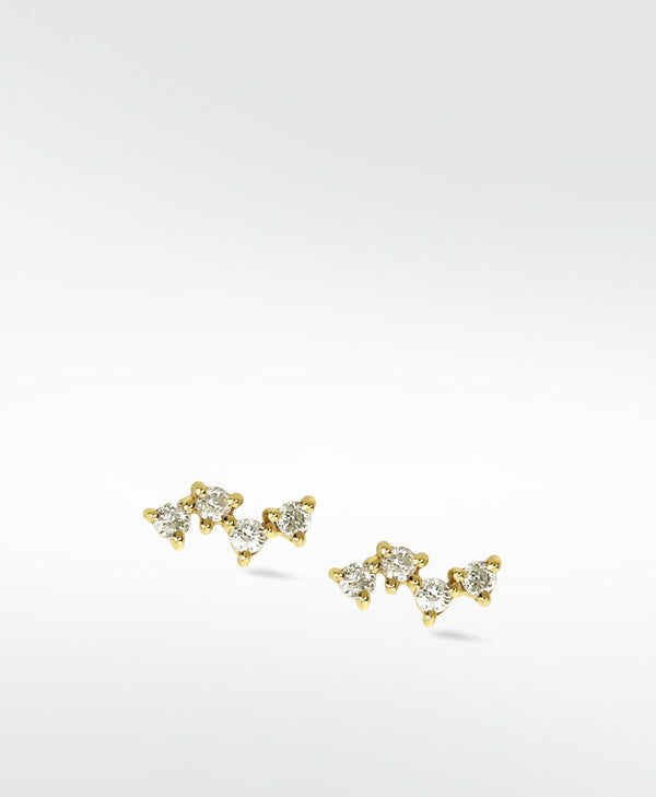 Galactic Cluster 14K Gold Earrings w. Lab-Grown Diamond