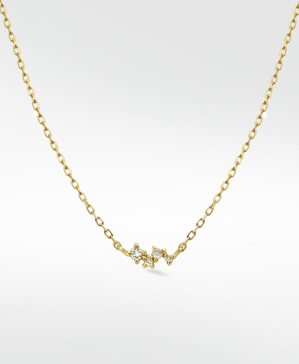 STAR CLUSTER 14K Gold Halskette w. Labor gewachsener Diamant