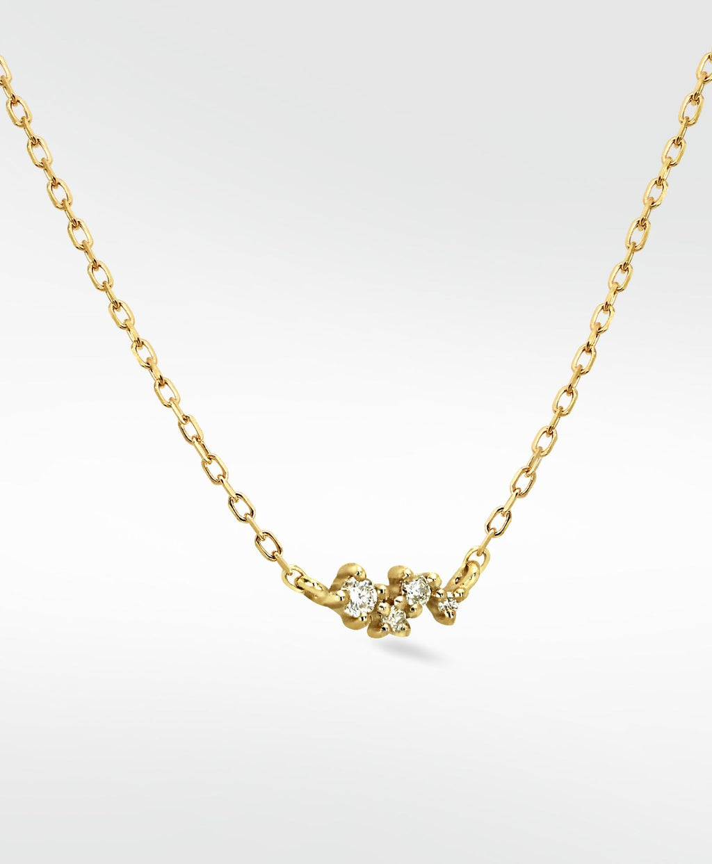 STAR CLUSTER 14K Gold Halskette w. Labor gewachsener Diamant